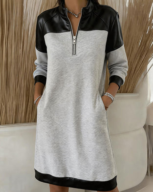 Kjole Halv Glidelås Casual Sweatshirt