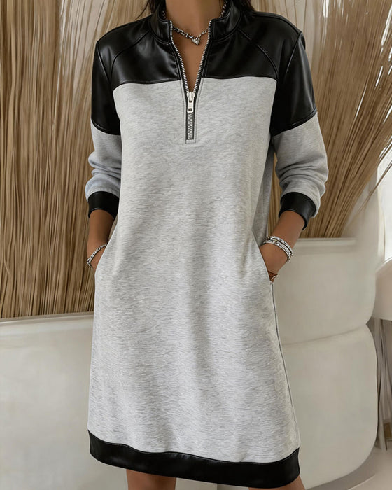 Kjole Halv Glidelås Casual Sweatshirt