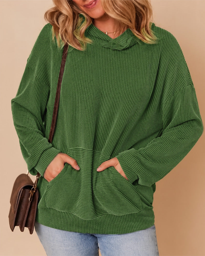 Sweatshirt Med Hette Stripete Lomme Løs