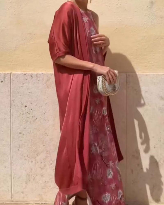 Sett Ermeløs Maxi Kjole + Matchende Cardigan