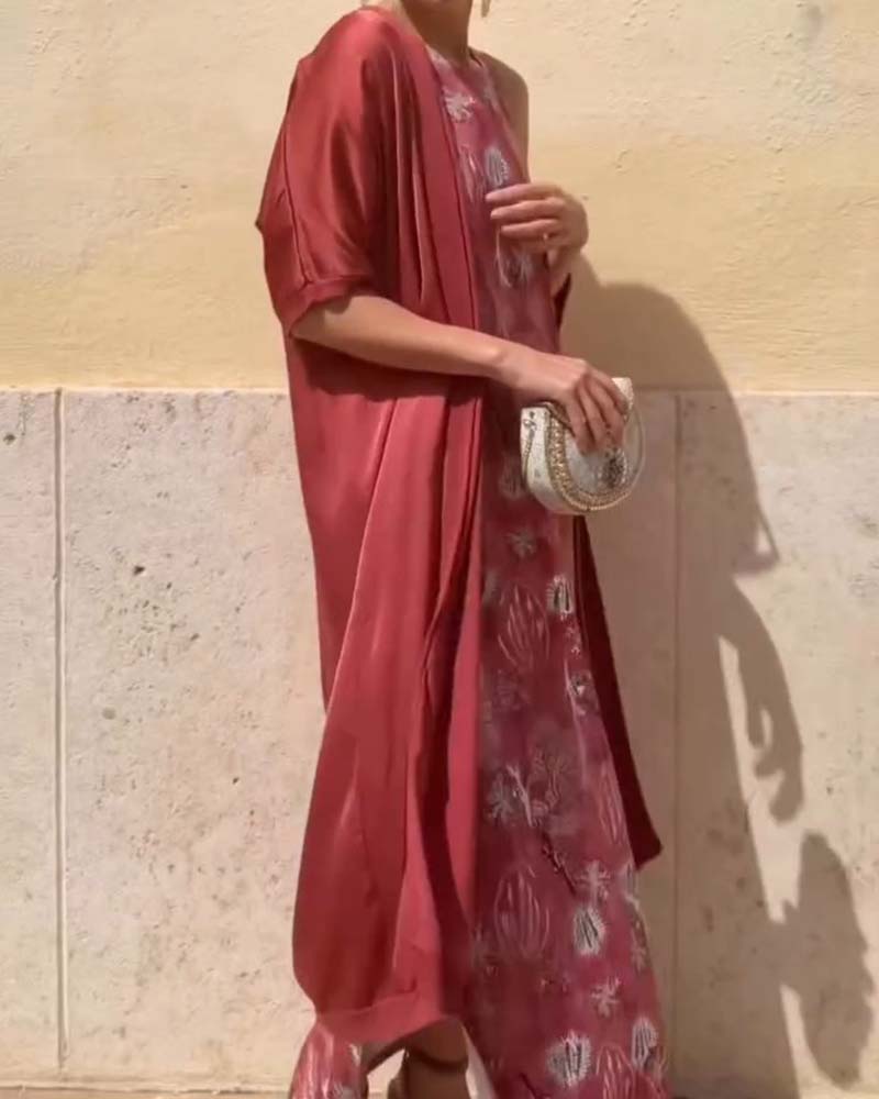 Sett Ermeløs Maxi Kjole + Matchende Cardigan