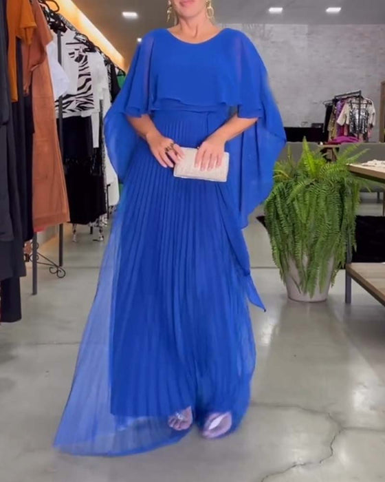 A-line maxikjole med rund hals