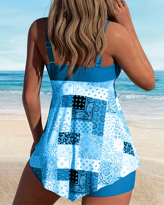 Tankini Todelt Mønstret Boxer
