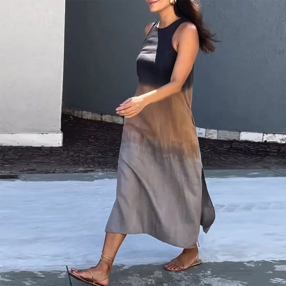 Kjole med ermeløs og gradient