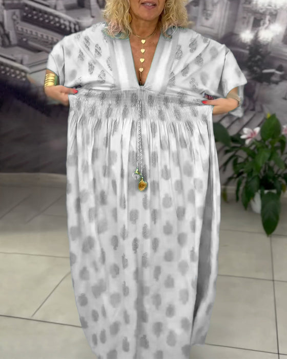 Kjole Løs Ferietrykk Midje Maxi