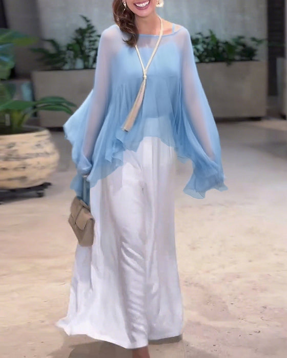 Bluse Med Elegant Ensfarget Stil