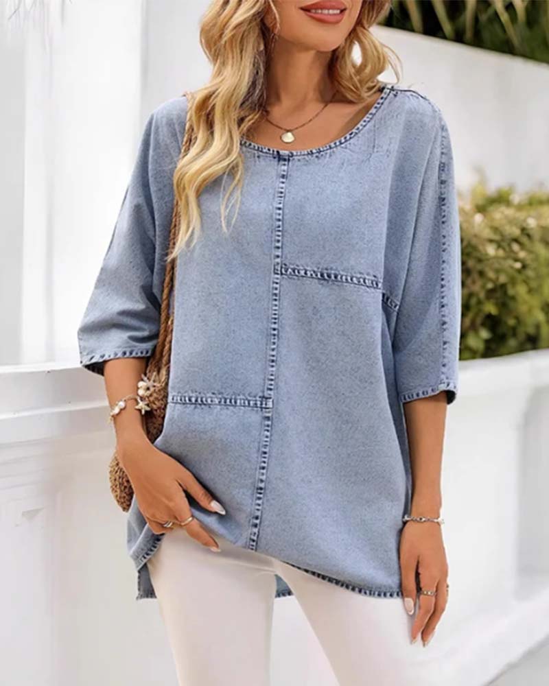 T-Shirt Solid Plus Størrelse