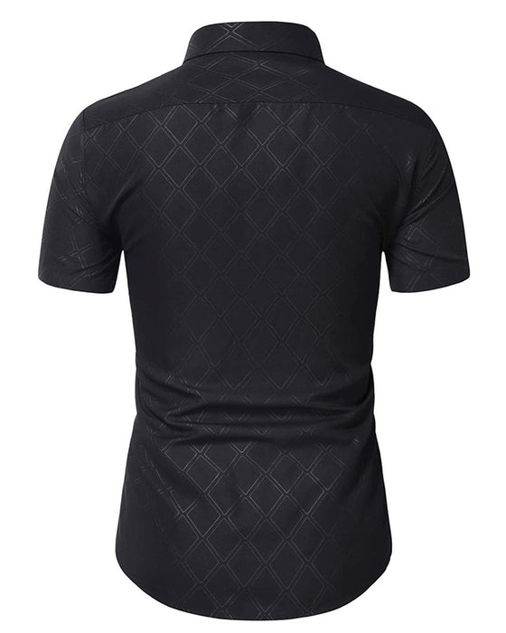 Skjorte Mørkt Diamantmønster Slim-Fit Kortermet