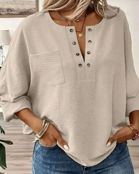 Bluse Solid Casual Lang Erme