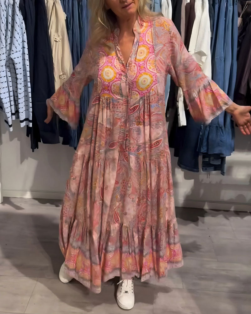 Kjole Avslappet Ferie Lang Trykt