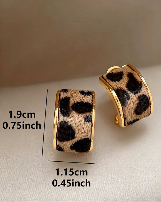 Dame Leopardmønster Geometrisk Statement Ringerøredobber