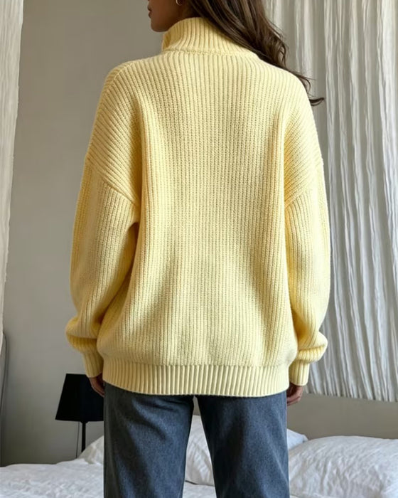 Pullover Halv Glidelås Stående Krage Stilig