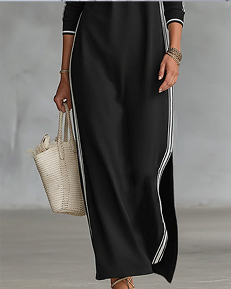 Kjole Kontrast Knapp V-hals