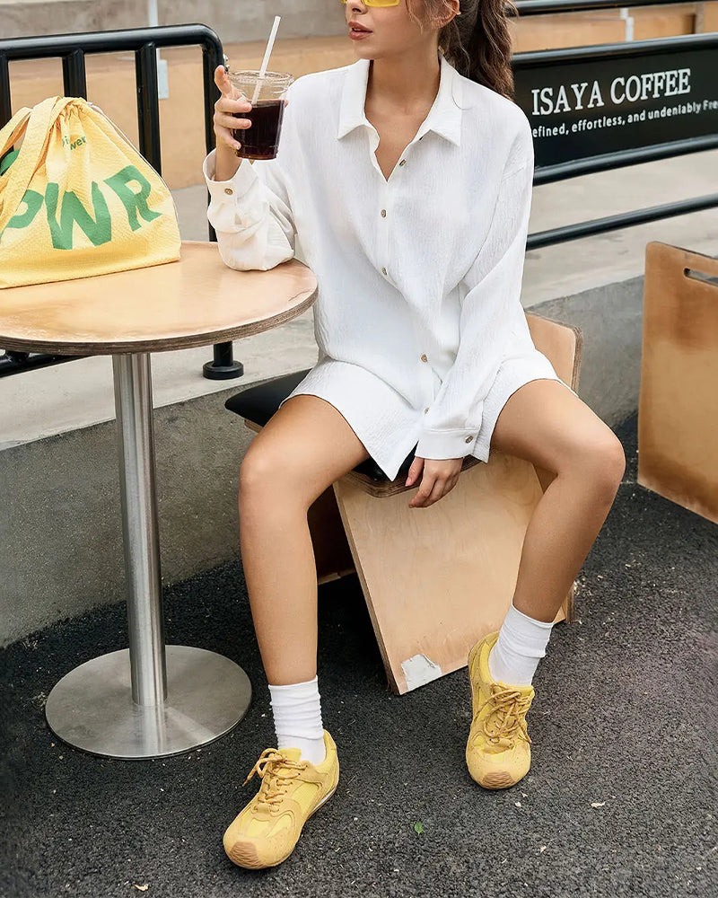 Sett Løs Passform Off-Shoulder Casual