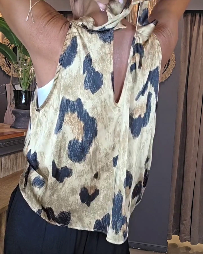 Tanktop Leopardmönstrad Rundhals