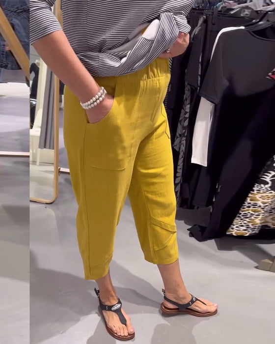 Bukser Avslappede Avsmalnede Bomull Og Lin Kort