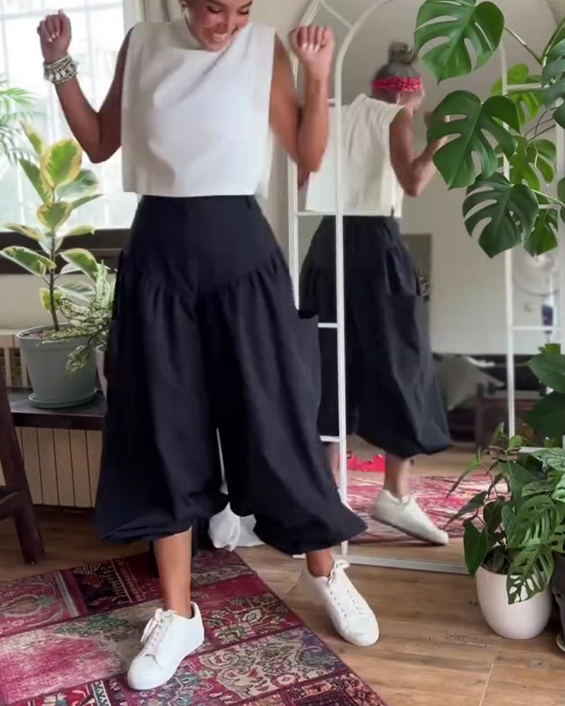 Bukser Høy Midje Løs Komfortabel