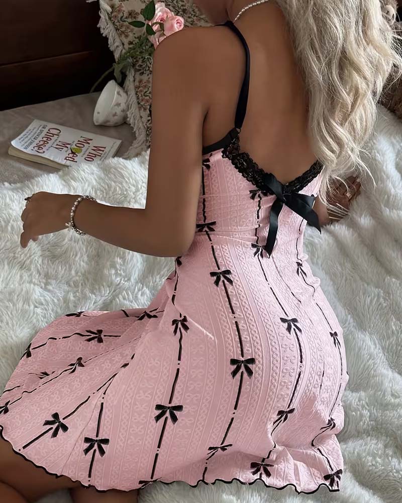 Søvnkjole Blonde Sløyfe Trykk