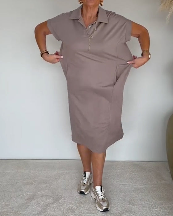 Kjole Casual Løs Polokrage