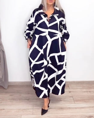 Kjole Jakkeslag Løs Geometrisk Trykk