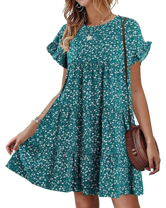 Kjole Ruffle Erme Leopard Lagdelt
