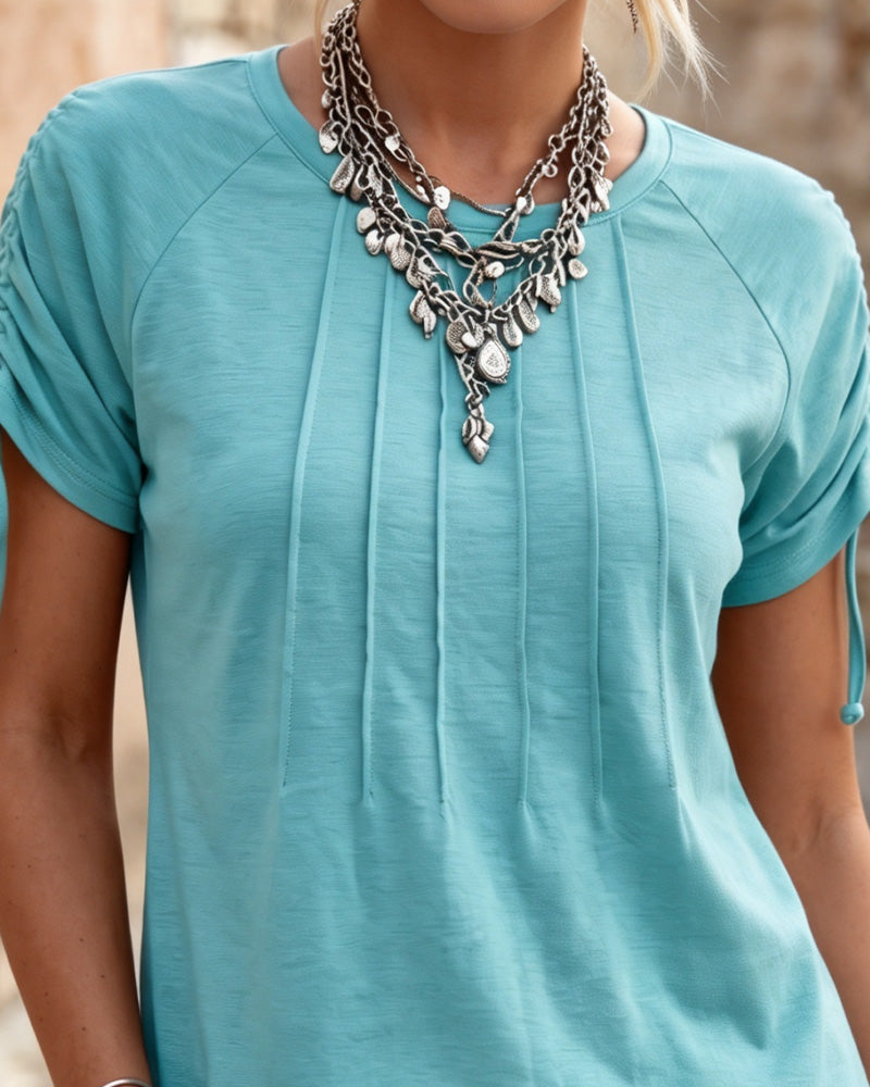 T-Shirt Rynket Slips Kort Erme