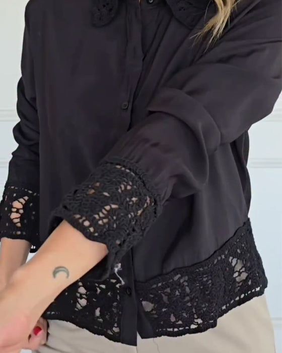 Bluse Slag Fald Blonder Patchwork
