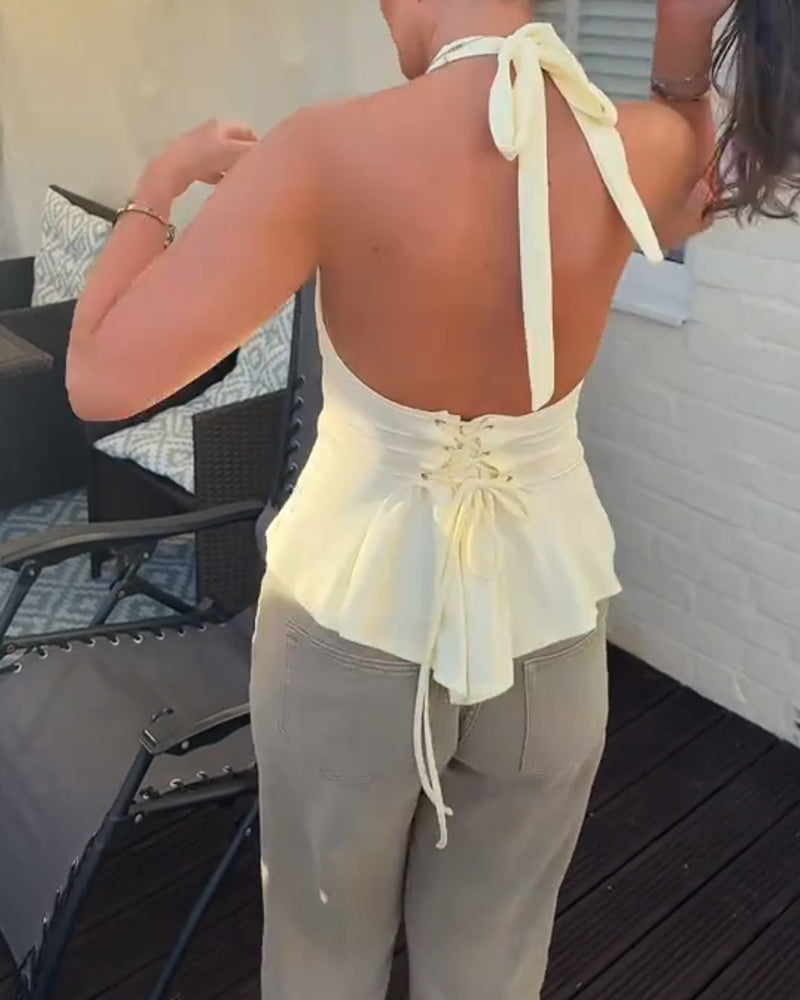 Tank Top Halter Beltet Tilpasset