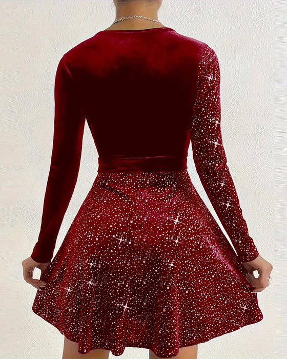 Kjole Dyp V-utringning Fløyel Hot Drilling