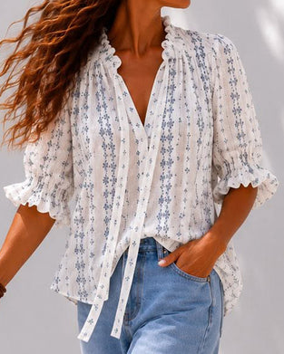 Bluse Liten Blomstret Ruffle