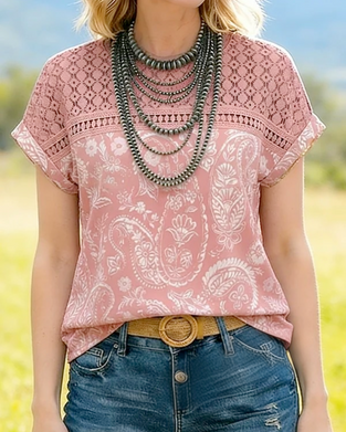 T-Skjorte Trykt Rund Hals Lappeteknikk