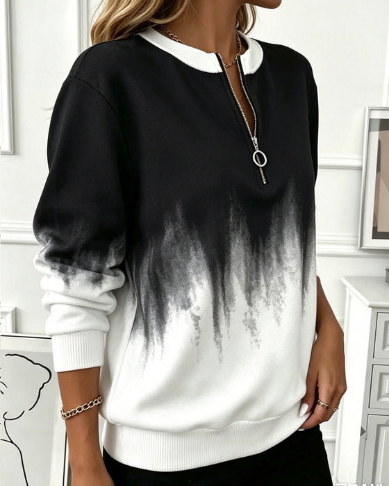 Sweatshirt Casual Gradient Langermet