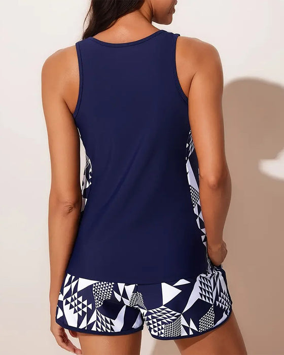 Badedrakt Tanktop Geometrisk Trykk Todelt