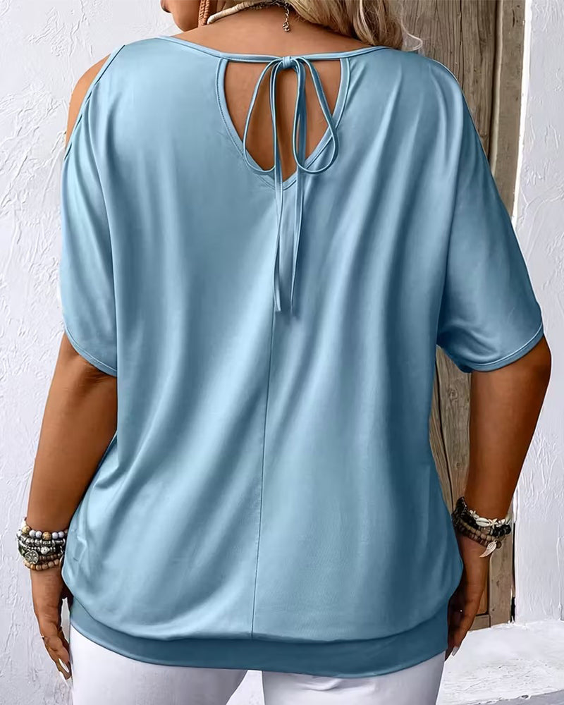 T-Skjorte Avsatt Skulder Fjærtrykk