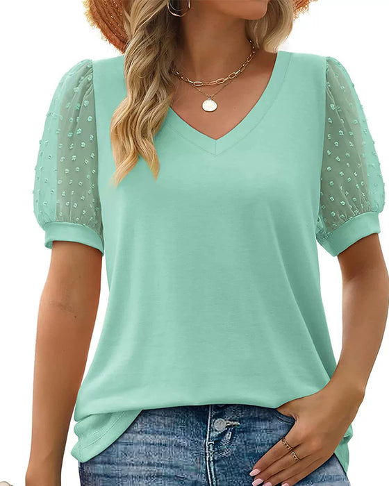 Bluse Ensfarget Mesh Pufferme
