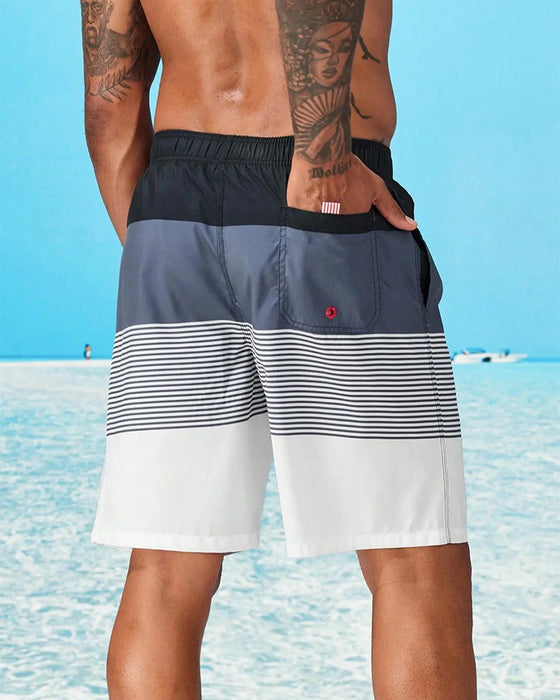 Shorts Herre Fargeblokkert Stripete Strand