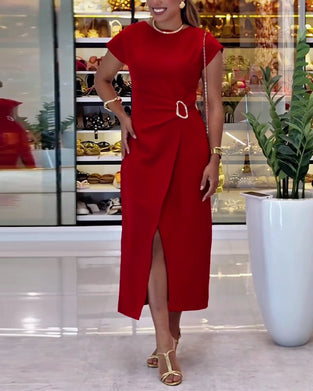 Kjole Elegant Tettsittende Midje Splitt