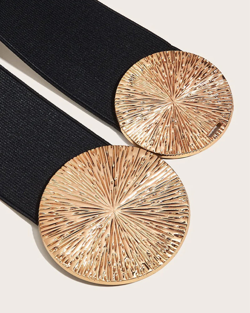 Dame Vintage Elastisk Belte Med Gyllent Spenne