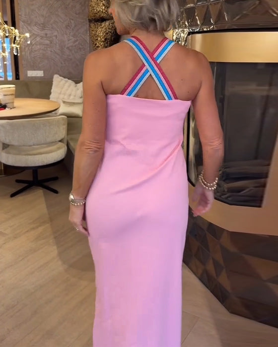 Kjole Ermløs Kontrastfarge Slim