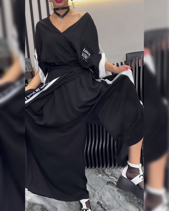 Dress V-Hals Uregelmessig Løse Bukser