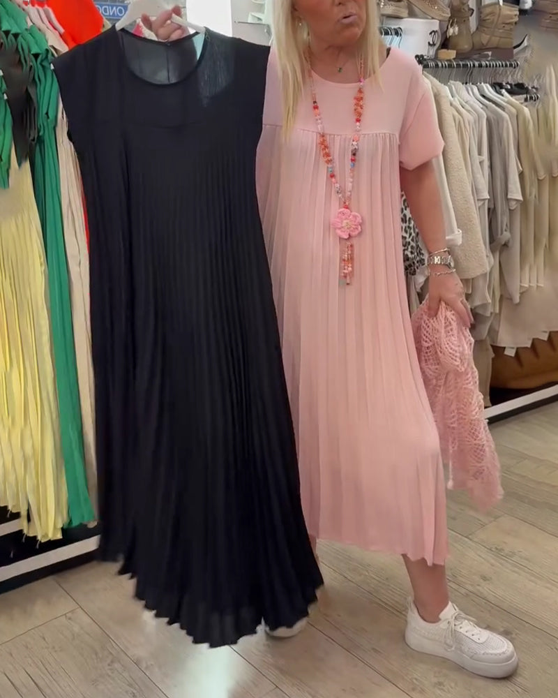 Kjole Plissert Løs Plussstørrelse