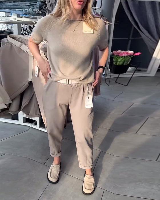 Bukser Ensfarget Casual Rett