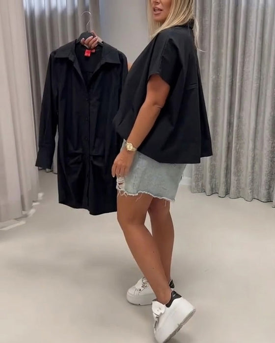 Bluse Jakkeslag Loose Fit Flagermuserme
