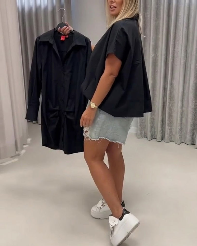 Bluse Jakkeslag Loose Fit Flagermuserme