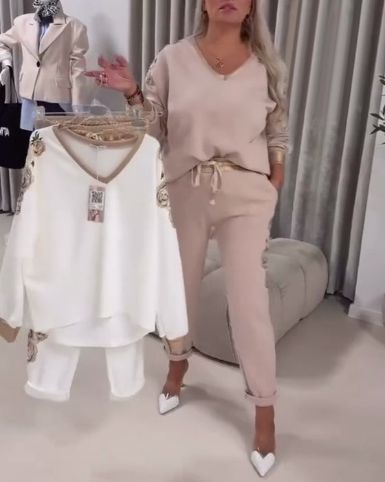 Dress Langermet V-hals Casual Genser