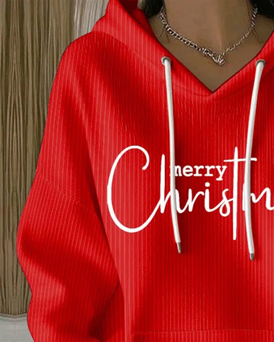 Uformell Langermet Hettegenser Med Bokstavtrykk