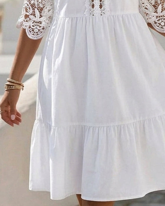 Kjoler Blonder Off-Shoulder Lagdelt Kort