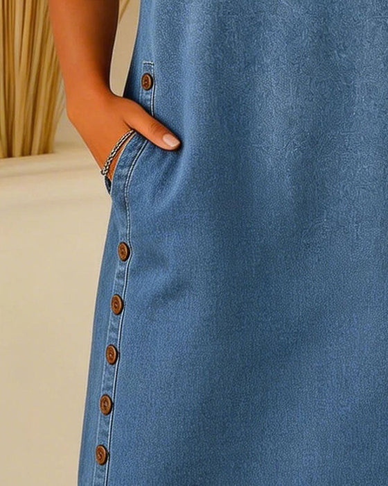 Kjole Knapping Casual Denim