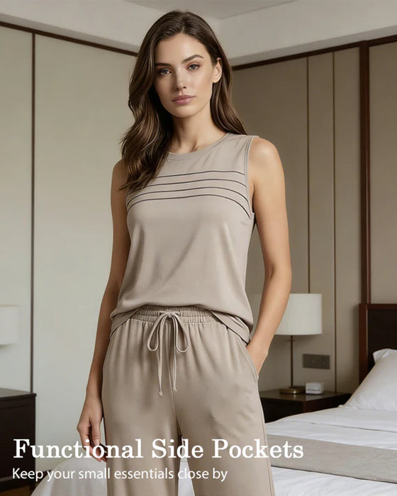 Todelt Sett Plissert Vest Topp
