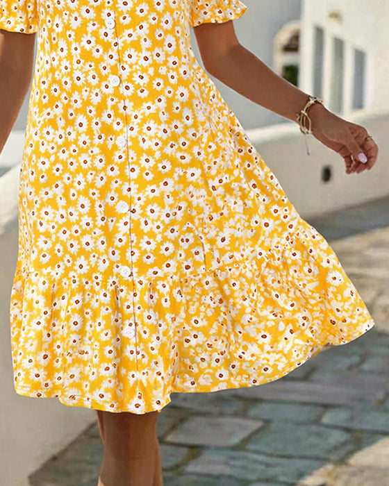 Kjole V-Hals Boble Erme Daisy